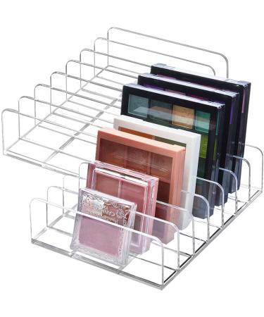 TUZAZO 2 Pack Acrylic Eyeshadow Palette Makeup Organizer - 7-Section Makeup Palette Organizer - Cosmetics Display Storage Holder for Eyeshadow Palettes Blush Contour Kits Sunglasses