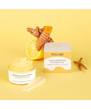 Buy SUPERFOOD Brightening Overnight Cream - Vegan Turmeric Vitamin C Squalane & Ginseng - Hydrating Skin Firming Night Treatment for Radiant Skin - Buy Online on GoSupps.com