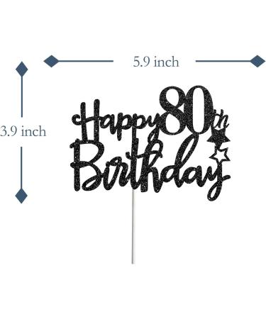 Tenhaisi Gilttery Black Happy 80th Birthday Cake Topper 80th Birthday Party Decoration for Adult Cheers To 80 Years Birthday/Wedding Anniversary Party Decoration - Buy Online on GoSupps.com