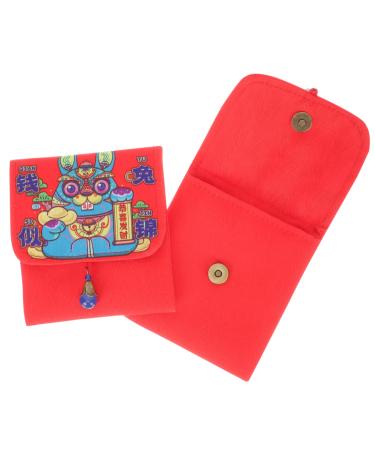 ABOOFAN 8 Pcs 2023 Year of The Rabbit Red Packets Wedding Envelopes Gifts Hong Bao Bag Red Envelope Chinese Wedding Holiday Card Envelope New Year Red Pocket Cloth Lucky Fabric Child
