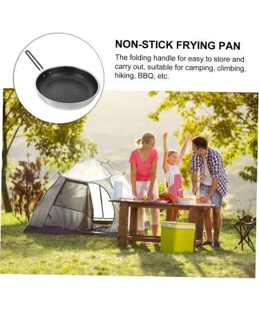SWOOMEY 1Pc Outdoor Non Stick pan Camping Skillet nonstick Grill pan Stove Grill pan BBQ Grilling pan Broiler pan for Oven Stainless Steel Griddle Round Griddle fold Iron Gas Stove - Buy Online on GoSupps.com
