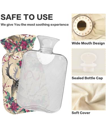 Naanle Christmas Deer Hot Water Bottle - 1L Transparent Warm & Cold Therapy for Pain Relief | Ideal for Bed Hands & Feet - Buy Online on GoSupps.com