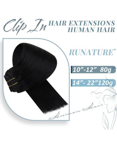 Runature Clip In Extensions - Real Hair Black 35cm 7PCs - Natural Black Straight Seamless Hair Extensions (120g) - Buy Online on GoSupps.com