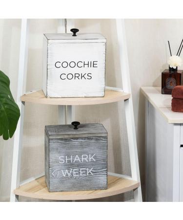 Gofika Tampon Holder for Bathroom | Rustic Real Wood Feminine Product Organizer | Stylish Gray Storage Box with Lid for Girls - Buy Online on GoSupps.com
