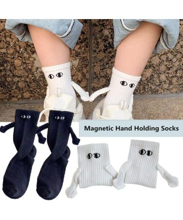 Creative Funny Magnetic Suction Couple Socks - Novelty 3D Doll Holding Hands Design (2 Pairs Black) - Buy Online on GoSupps.com