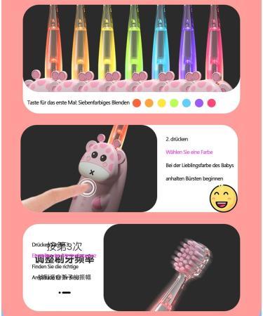 Children's Electric Toothbrush for Ages 2-12 | LED Light Smart Timer & Soft Brush Heads - Waterproof Pink Baby Toothbrush - Buy Online on GoSupps.com