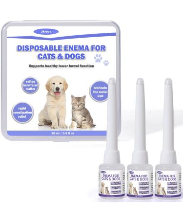 Jkrova Disposable Enema for Dogs & Cats | Rectal Gel Syringe for Constipation Relief | Quickly Softens Stool Stimulates and Eases Painful Bowel Movements | Pet Enema 6mL (3 Pack)