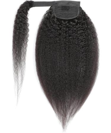 Luovce Ponytail Extension Human Hair Kinky Straight Wrap Around Ponytail Clip in Hair Extension 18 inches Natural Colour - Buy Online on GoSupps.com