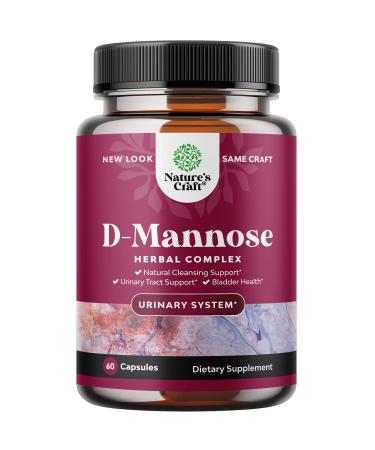 D Mannose with Cranberry Extract Capsules - D Mannose Capsules for Kidney Cleanse Liver Support and Urinary Tract Health for Women - D-Mannose 1000mg Capsules with Hibiscus and Dandelion 60 Count 60 Count (Pack of 1)