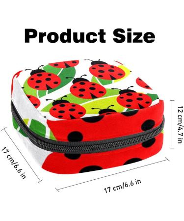 MUOOUM Menstrual Pad Bag Zipper Sanitary Napkin Pouch for Women and Girls - Ladybug on Green Leaves Design - Multi-colored - Buy Online on GoSupps.com