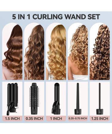 MAX-T 5 in 1 Curling Iron Set - Dual Voltage Wand Interchangeable Barrels Travel Bag | Perfect for All Hair Types - Buy Online on GoSupps.com