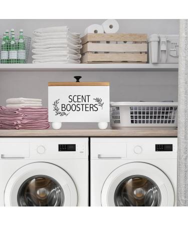 White Wood Laundry Pods Holder Dryer Sheets Fabric Softener Dispenser - Buy Online on GoSupps.com