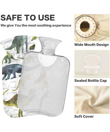 Hand-Drawn Dinosaurs Heat Bottle with Cover - 1L BPA-Free Warm-Up Bag for Pain Relief Headache Neck & Shoulders - Buy Online on GoSupps.com