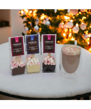 Kingsbridge Hot Chocolate Spoons - Belgian Milk Choc Dark Choc and White Choc 5 Pack | Choc Block with Wooden Stirrer & Added Sweet Treats | Gifts for Birthdays Special Occasions or Sleepovers - Buy Online on GoSupps.com