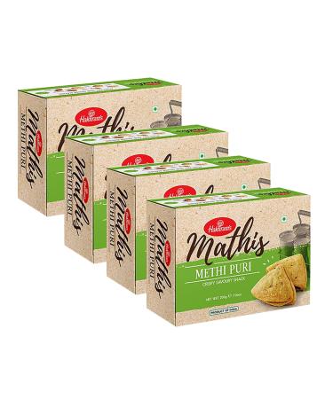 Haldiram s Savory Snacks Easy to Carry Anywhere Crispy Crunchy & Spicy Delicious Indian Namkeen Snacks Made With Authentic Taste Enjoy At Tea Time (Haldiram Methi Puri Pack of 4)