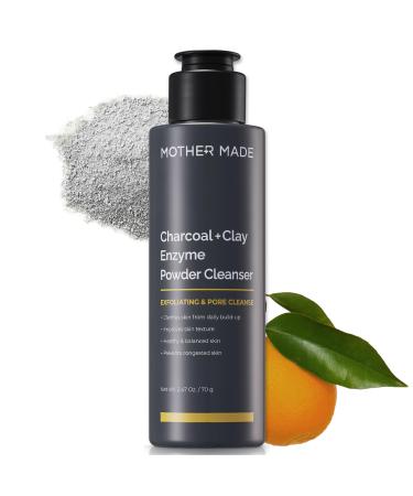 Charcoal Clay Enzyme Powder Vegan Facial Cleanser with Salicylic Acid Vitamin C Hyaluronic Acid 2.47 oz Super Gentle Exfoliating Face Scrub Pore Cleansing Exfoliant Natural 2.47 Ounce (Pack of 1)