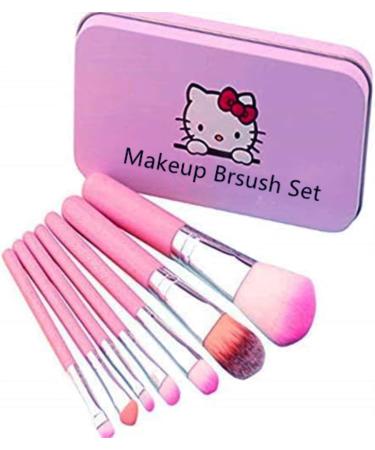 Children Makeup Brushes 7Pcs Makeup Brush Set Foundation Eyebrow Eyeliner Brush Cosmetic Concealer Brushes for Kids Children Girls - Pink