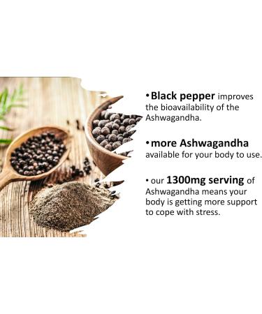 Firain Ashwagandha with Black Pepper - 1300mg for Enhanced Stress Reduction Increased Energy and Increased Absorption | Ayurvedic Adaptogen Blend for Calmness and Vitality - Buy Online on GoSupps.com