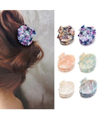 Shell Shape White Marble Hair Clip - Women's Fashion Acrylic Resin Hair Clamp - Buy Online on GoSupps.com