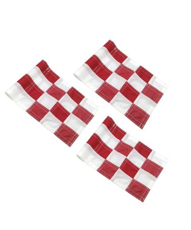 Checkered Golf Flags with Tube Inserted,8 L x 6H Mini Putting Green Flags for Yard Indoor Outdoor Backyard Garden, 420D Nylon Pin Flag (Red/White,3PK)