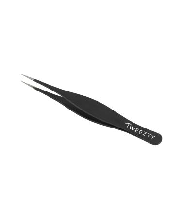 Tweezty Pointed Tweezers - Black Ingrown Hair Tweezers - Splinter Remover Needle Nose Tweezers For Eyebrow Shaping and Fine Hair Removal - Professional Grade Precision Tweezers