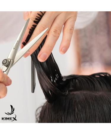 Kimex London Professional Hair Scissor Set - Stainless Steel Cutting Shears for Hairdressers and Barbers | Includes Thinning Scissor, Razor, Combs, and Leather Cover - Silver - Buy Online on GoSupps.com