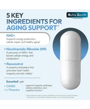 NAD+ Supplement with Nicotinamide Riboside (NMN Alternative) CoQ10 & Resveratrol 60 Capsules for Healthy Aging Support Energy Boost & Cognitive Function Enhancement Cellular Renewal & Vitality - Buy Online on GoSupps.com