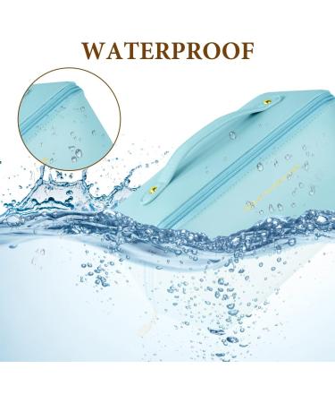 Large Capacity Premium PU Travel Cosmetic Bag - Waterproof & Portable Organizer for Women - Blue - Buy Online on GoSupps.com