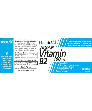 Buy Vitamin B2 (Riboflavin) 100mg S/R - 60 Delayed Release Tablets | International Shipping Available - Buy Online on GoSupps.com