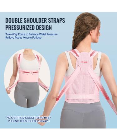Buy Fit Geno Back Brace Posture Corrector for Women - Adjustable Full Back Support & Pain Relief for Scoliosis Hunchback Thoracic - Small Pink - Buy Online on GoSupps.com
