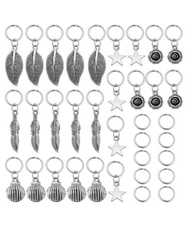 Lurrose 35 Pieces Hair Braid Rings Metal Dreadlocks Hair Beads Decoration Braiding Hair Accessories for Women Men (Silver)