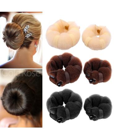 Goldrose Beauty BUN Hot Hair Bun Maker 2 Piece Set - Small & Large Doughnut Donut Buns Curler Accessory in Black - Buy Online on GoSupps.com