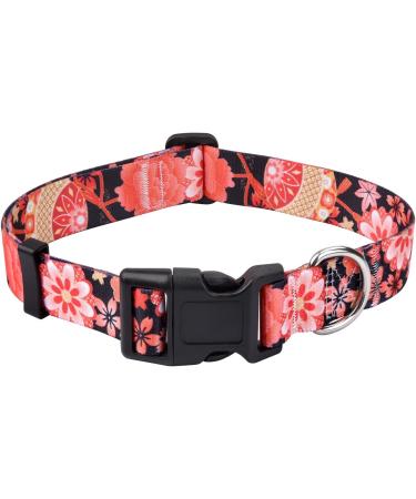 Mihqy Adjustable Dog Collar - Soft & Comfortable Bohemian Design for All Sizes | Red Flower A (L Neck 38-63 cm) - Buy Online on GoSupps.com