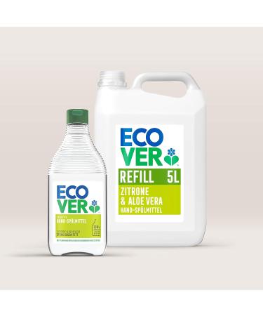 Ecover Hand Detergent Lemon & Aloe Vera | Sustainable Dishwashing Liquid 5L | Powerful Grease Remover | Eco-Friendly Plant-Based Cleaning - Buy Online on GoSupps.com
