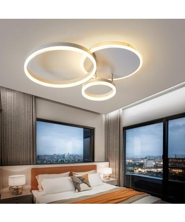 54W Dimmable LED Ceiling Light | Modern 3-Ring Lamp for Living Room Bedroom & Office - White Aluminum Design - Buy Online on GoSupps.com
