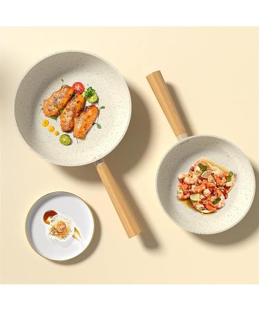 WIPPWER Saucepan White Durable Frying Pan Induction Cooker Gas Stove Grill Pans Cooking Pot Utensils Cookware for Kitchen Accessories Wok - Buy Online on GoSupps.com