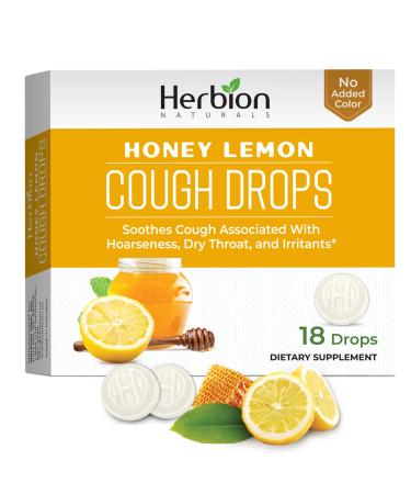 Herbion Naturals Cough Drops with Natural Honey Lemon Flavor, Dietary Supplement, Soothes Cough, for Adults and Children over 6 Years, 18 Drops Pack of 1 18.0