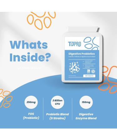 TJ Pro Digestive Probiotics for Dogs | Sensitive Stomachs, Skin Issues, Wind Relief | Prebiotic, Probiotic & Enzymes for Gut Health | Made in UK - Buy Online on GoSupps.com