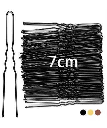 Mbsomnus 7cm Hair Pins for Buns 50pcs Bobby Pins Black U Shaped Hair Pins for Women Girls Hair Grips for Thick Hair Hair Styling Accessories for Wedding Salon Home Use (Black 2.76 Inch) 50pcs Black