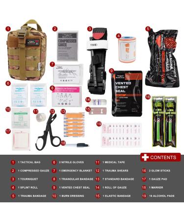 Survivd Standard IFAK Trauma First Aid Kit | Upgraded Tactical Medical Kit for Bleeding Control - Ideal for Military, Police, Camping, Hiking, Motorcycle, and Car - Combat Camo Design - Buy Online on GoSupps.com