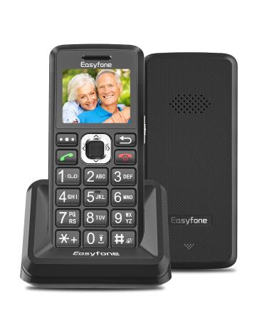 Easyfone T200 GSM senior cell phone without a contract with large buttons 1.8 inch GSM keyboard mobile phone mobile phone with SOS emergency call button and charging station (black) 2G