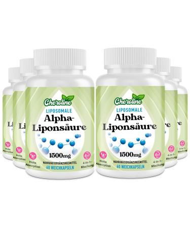 Cheroline Liposomal alpha-lipoic acid 1500 mg soft capsule ALA supplement Acetyl-L-carnitine 900 mg & ubiquinol 100 mg & vitamin E 15 mg high-dose energy support