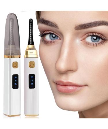 Heated Eyelash Curler Electric Eyelash Curler with 3 Temperature Modes Heated Eyelash Curler USB 15s Fast Heating Eyelash Curler Long-Lasting Curl for All Eyelashes White
