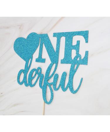 zxyxka Mr Onederful Cake Topper/Gender Reveal Cake Decor/Baby Shower/Baby Boy One Year Old Birthday Party Decorations 1st Birthday - Blue Glitter - Buy Online on GoSupps.com