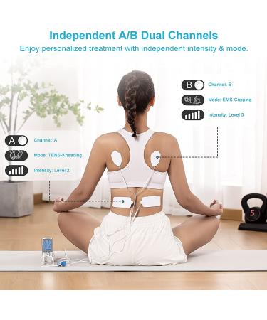 Brilnurse Dual Channel TENS EMS Unit | 24 Modes Muscle Stimulator for Pain Relief | Rechargeable Mini TENS Machine with 10 Pads and Accessories - Buy Online on GoSupps.com