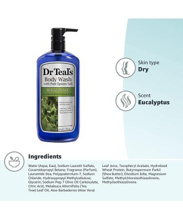 Dr Teal's Ultra Moisturizing Body Wash Relax and Relief with Eucalyptus Spearmint - 24 Fl Oz - Buy Online on GoSupps.com