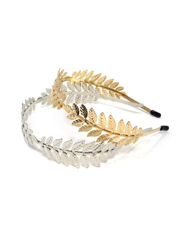 Honbay 2PCS Roman Goddess Leaf Branch Bridal Hair Crown Headband - Elegant Dainty Head Dress for Wedding - Buy Online on GoSupps.com