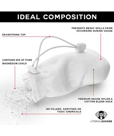 Refillable Chalk Ball for Gymnastics, Weightlifting, Crossfit - 2.3oz Pure Magnesium Carbonate - Soft Drawstring Sock - Color Options Available (White) - Buy Online on GoSupps.com