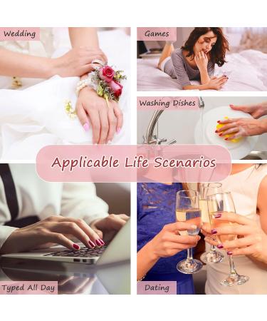 24Pcs Almond French Tips Press on Nails with White Lines Designs - Glossy Short False Nails for Women - DIY Manicure Set - Buy Online on GoSupps.com