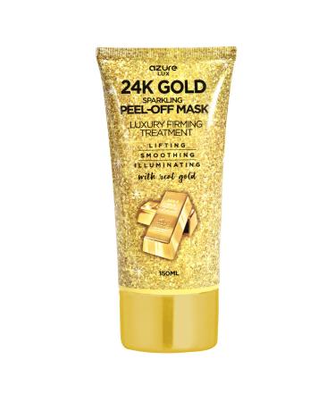 AZURE 24K Gold Firming Peel Off Face Mask- Anti Aging  Lifting  Illuminating & Revitalizing - Removes Blackheads  Dirt & Oils - With Hyaluronic Acid and Collagen - Skin Care Made in Korea - 150mL / 5.07 fl.oz.